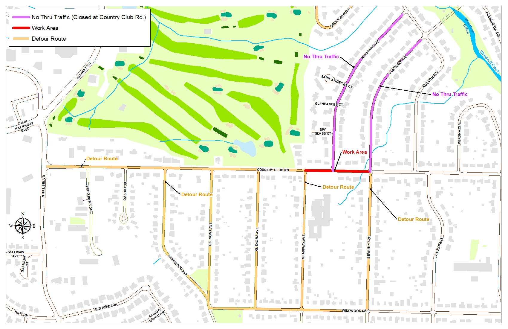 Country Club Detour As of Aug. 26, 2021